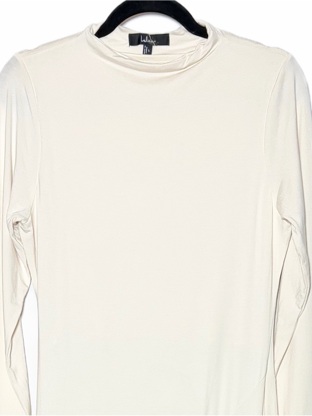 NEW Lulus Corinne Cream Jersey Knit Mock Neck Midi Dress, Large - Picture 8 of 15